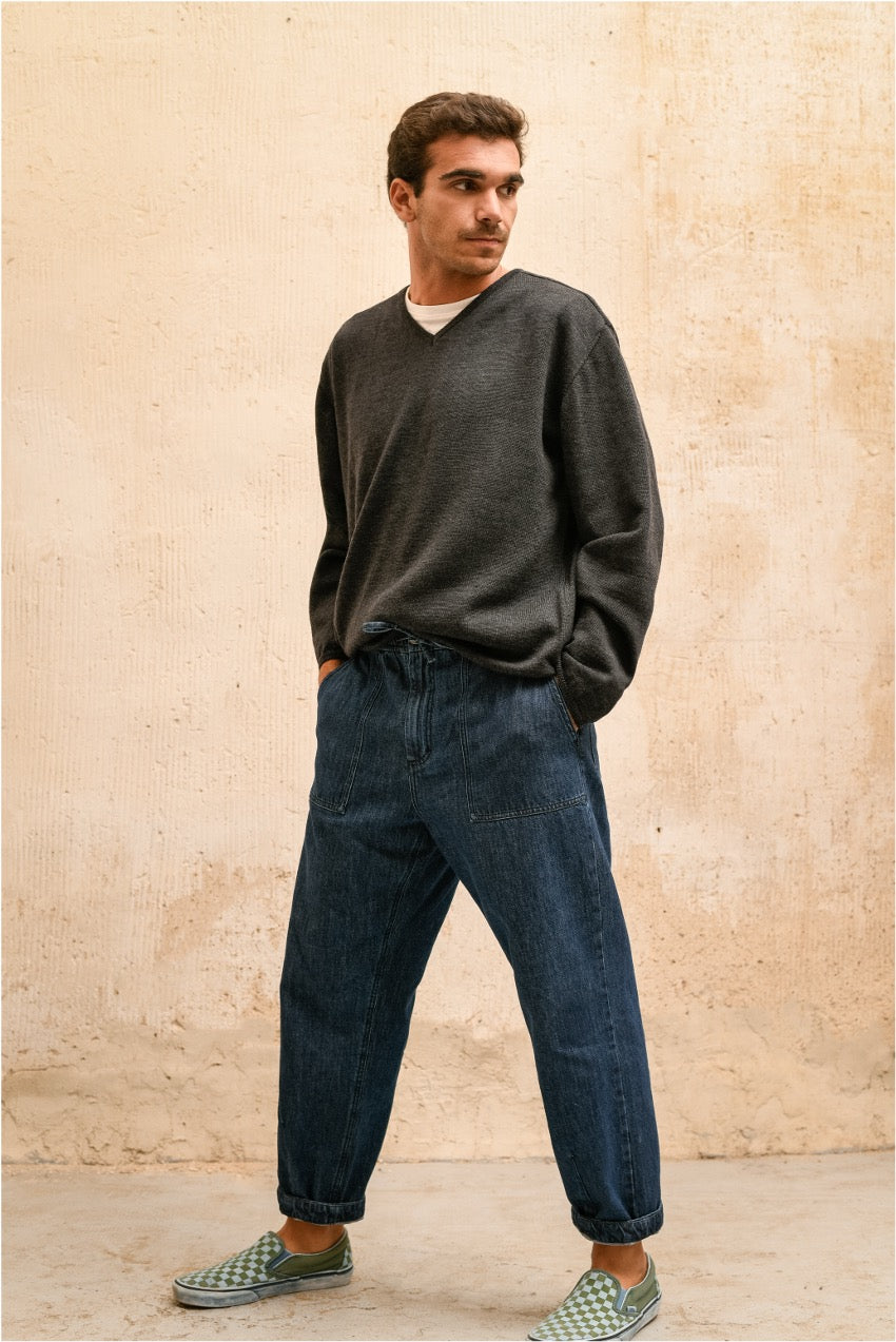 Amalfi Antracita - Oversize Fit V-Neck Sweater