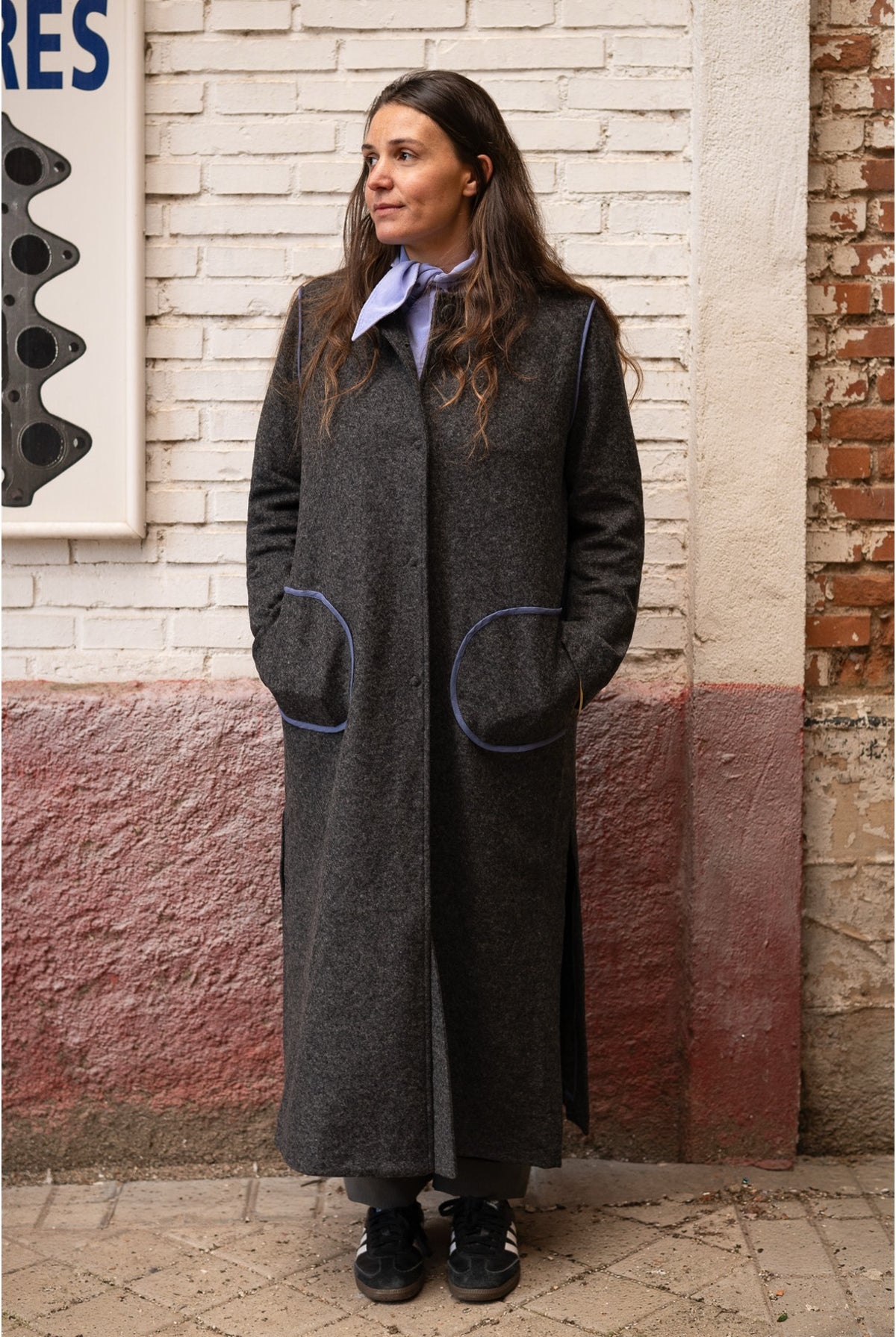 Joanna Steel Grey - Abrigo  Desestructurado Largo midi