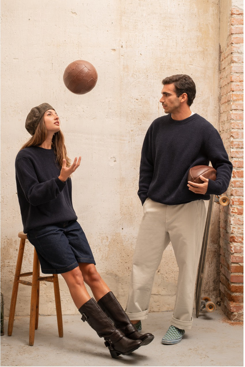 Sulfato Dark Indigo - Oversize Fit Crew Neck Sweater