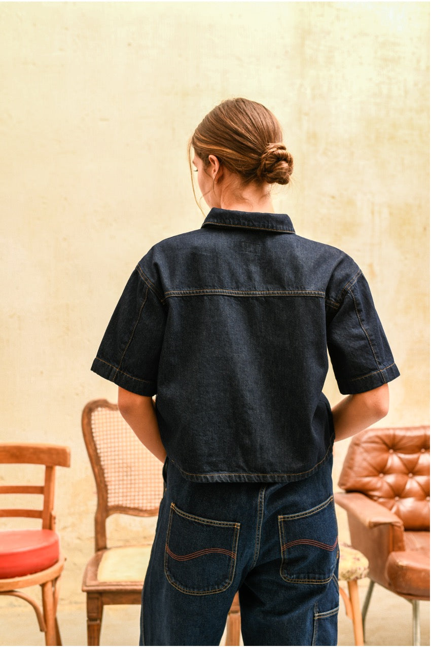 Emma - Camisa Cropped Fit Denim
