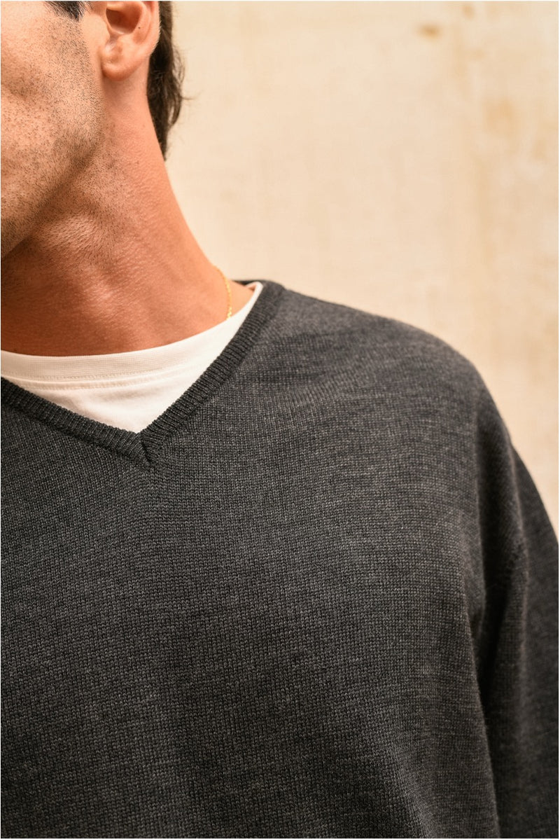 Amalfi Antracita - Oversize Fit V-Neck Sweater