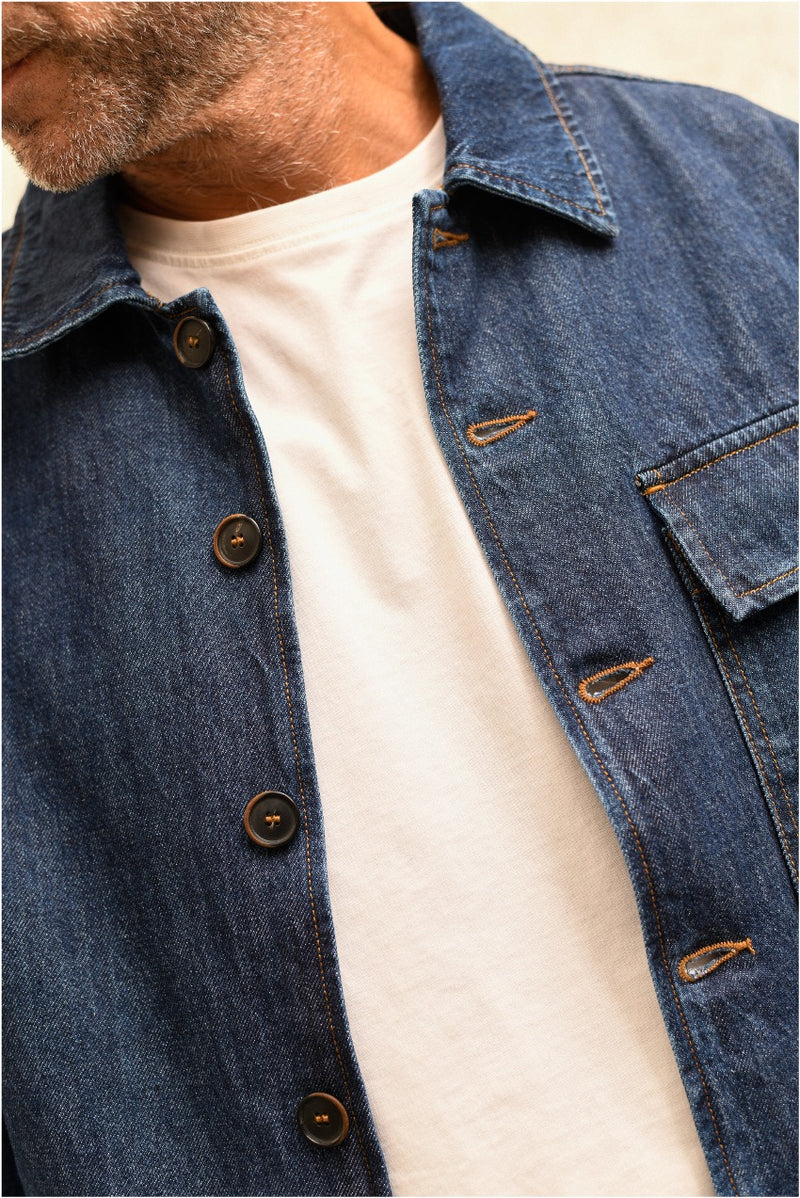 Eric Mid Indigo - Sobrecamisa Vaquera Relaxed Fit