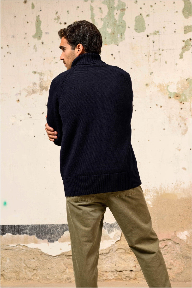 Sappelly Dark Indigo - Jersey de Cuello Vuelto Relaxed Style
