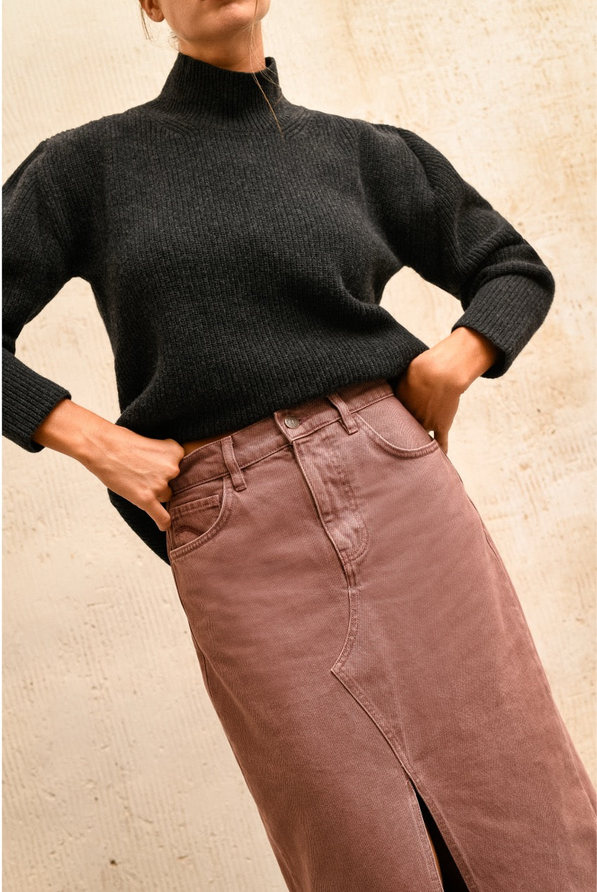 Cáustica Antracita - Jersey Cuello Perkins Relaxed Style