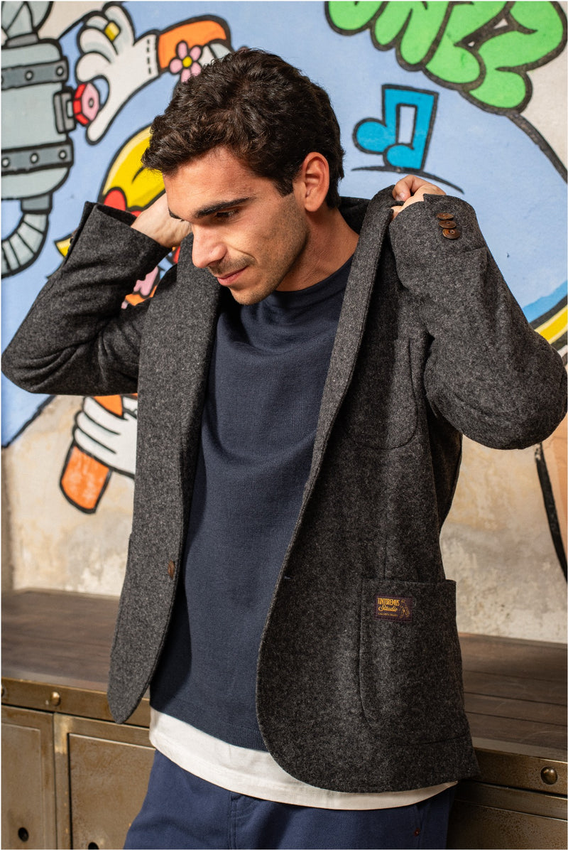 Humphrey Steel Grey - Americana Desestructurada Corte Regular
