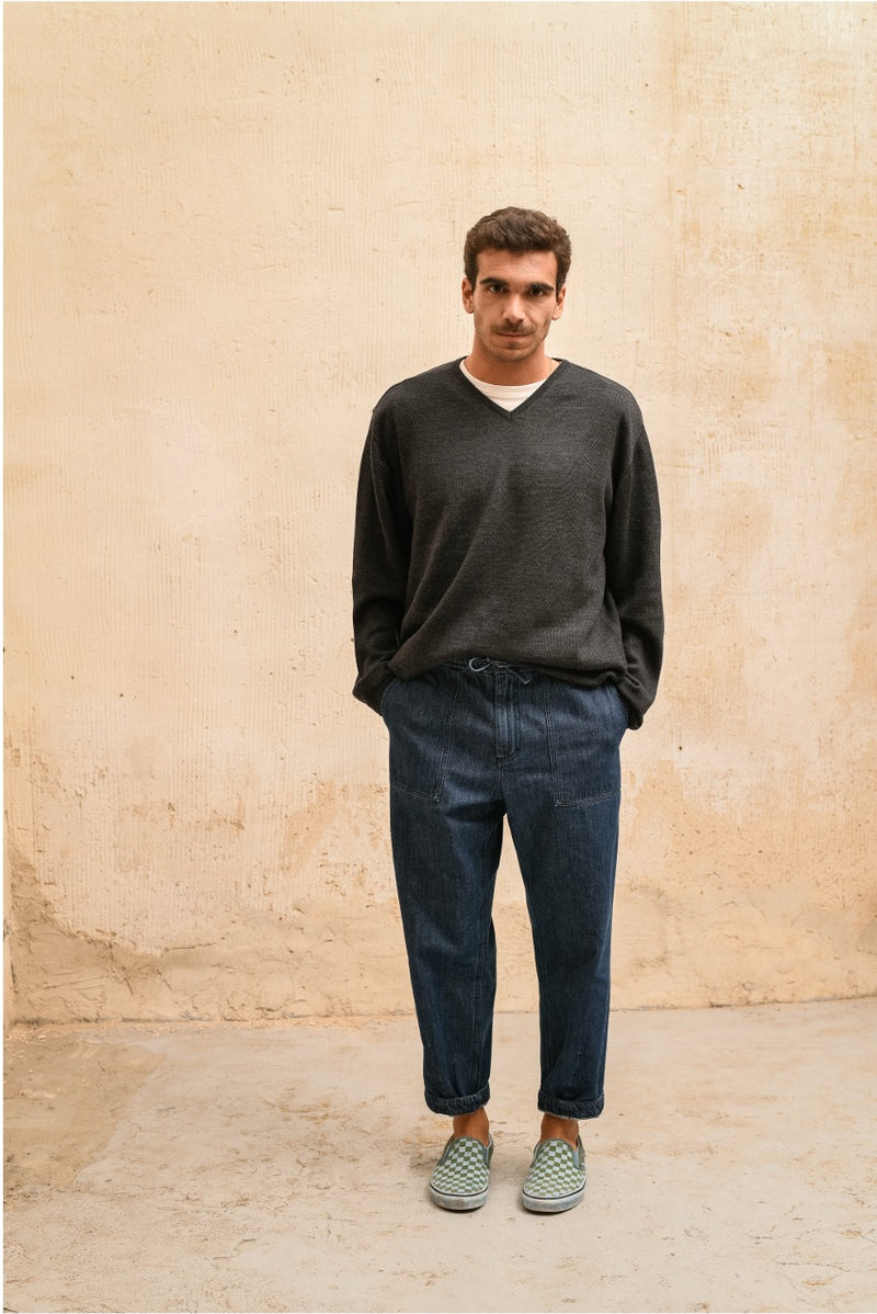 Amalfi Antracita - Oversize Fit V-Neck Sweater