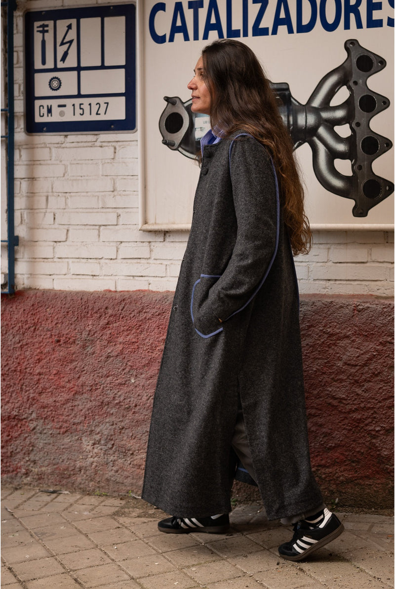 Joanna Steel Grey - Abrigo  Desestructurado Largo midi