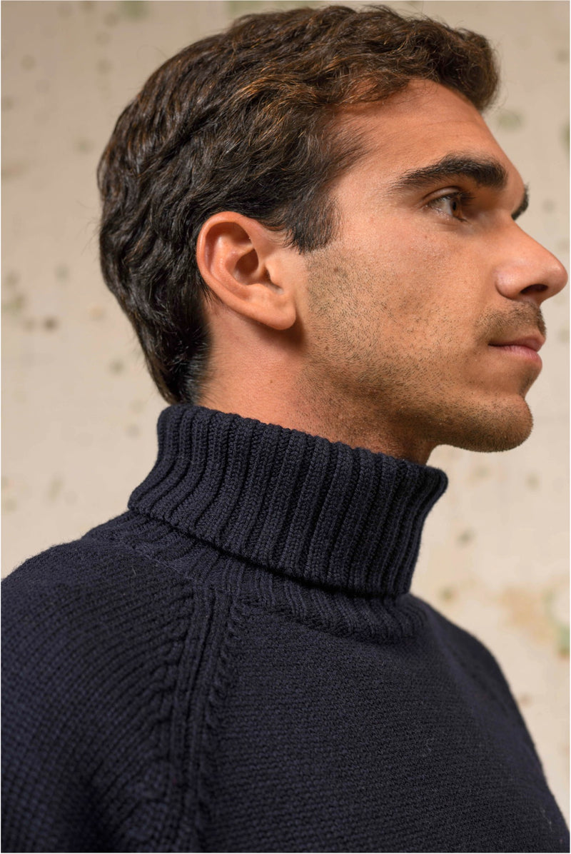 Sappelly Dark Indigo - Jersey de Cuello Vuelto Relaxed Style