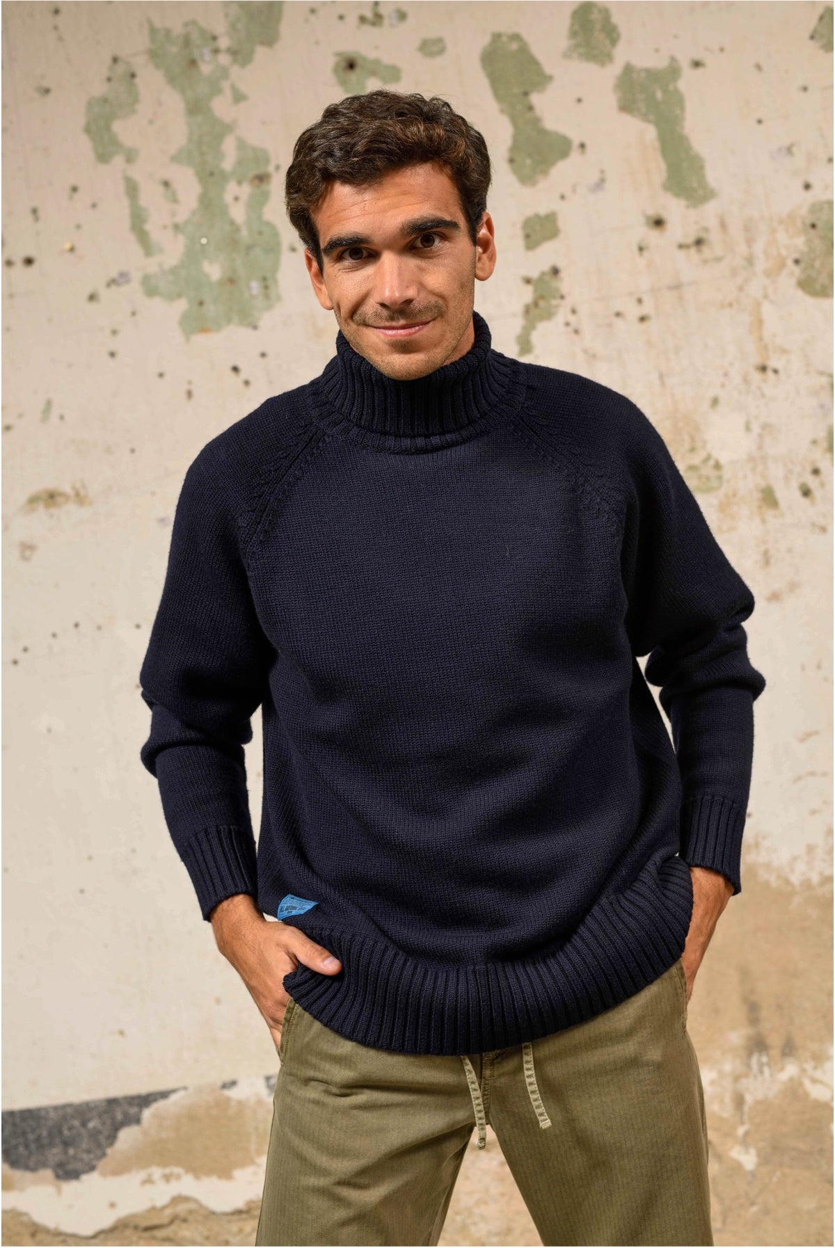 Sappelly Dark Indigo - Jersey de Cuello Vuelto Relaxed Style