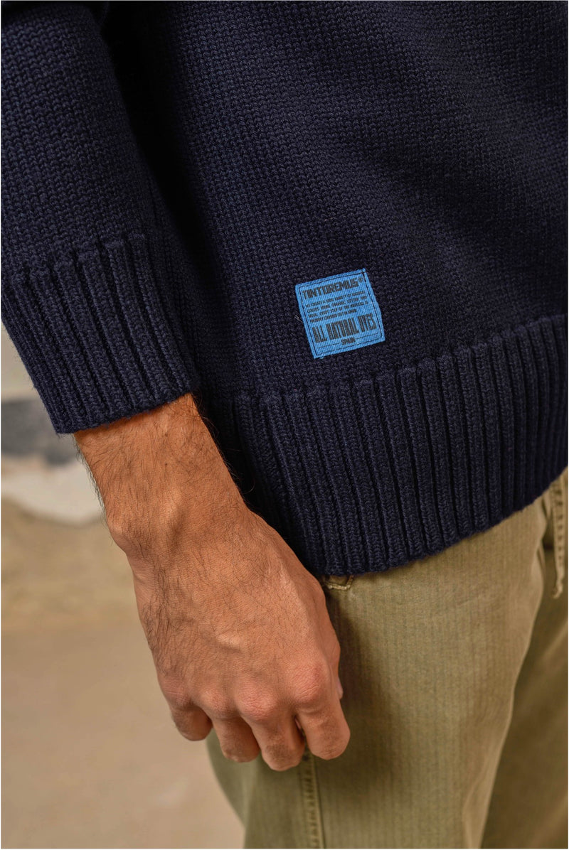 Sappelly Dark Indigo - Jersey de Cuello Vuelto Relaxed Style