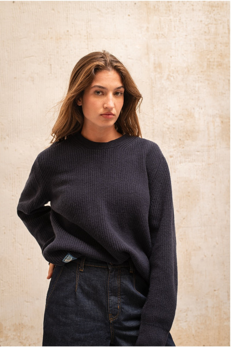 Sulfato Dark Indigo - Oversize Fit Crew Neck Sweater