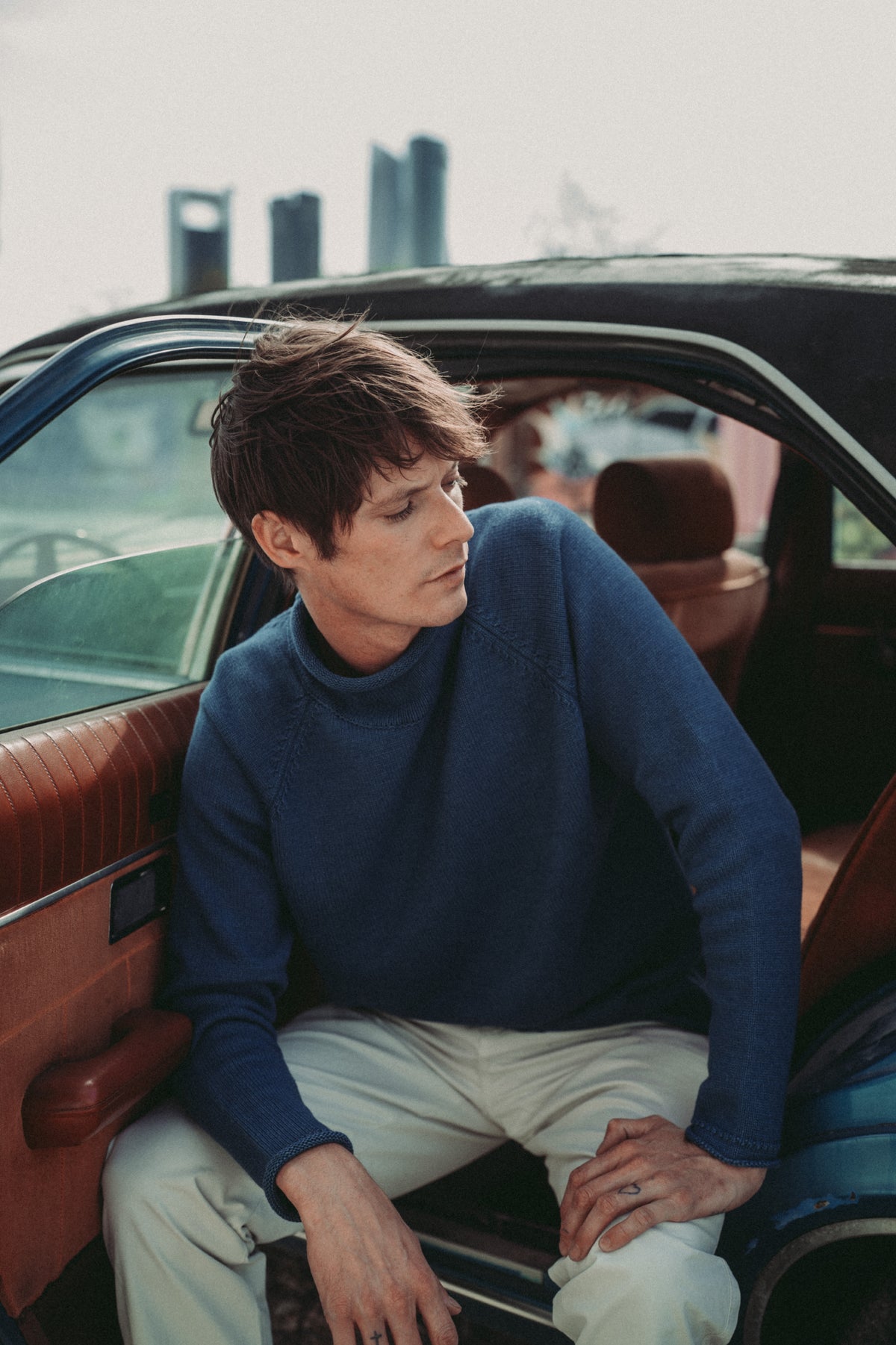 Alumbre Mid Indigo - Fisherman Regular Fit Jumper