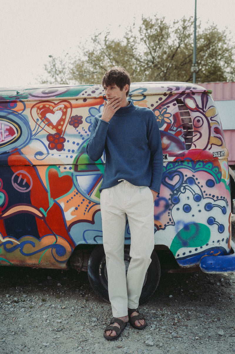 Alumbre Mid Indigo - Fisherman Regular Fit Jumper