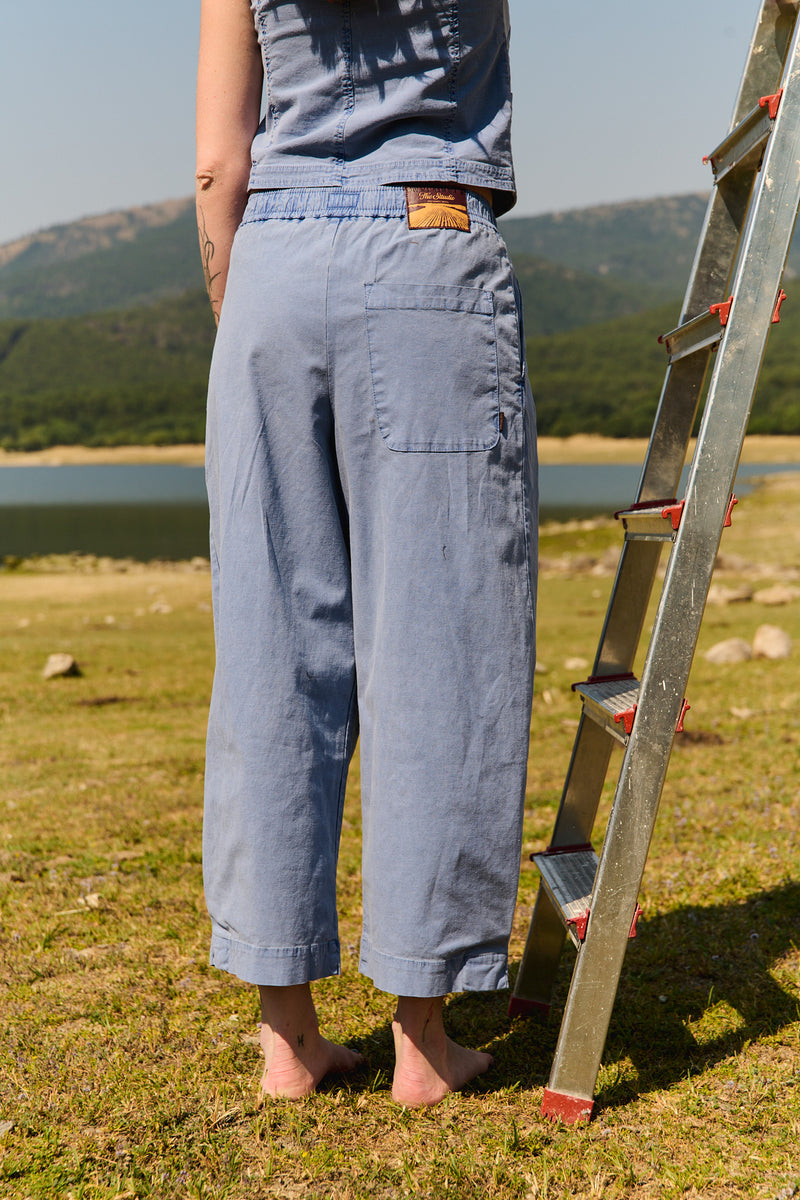 Aline Washed Navy - Pantalón tipo Barrel