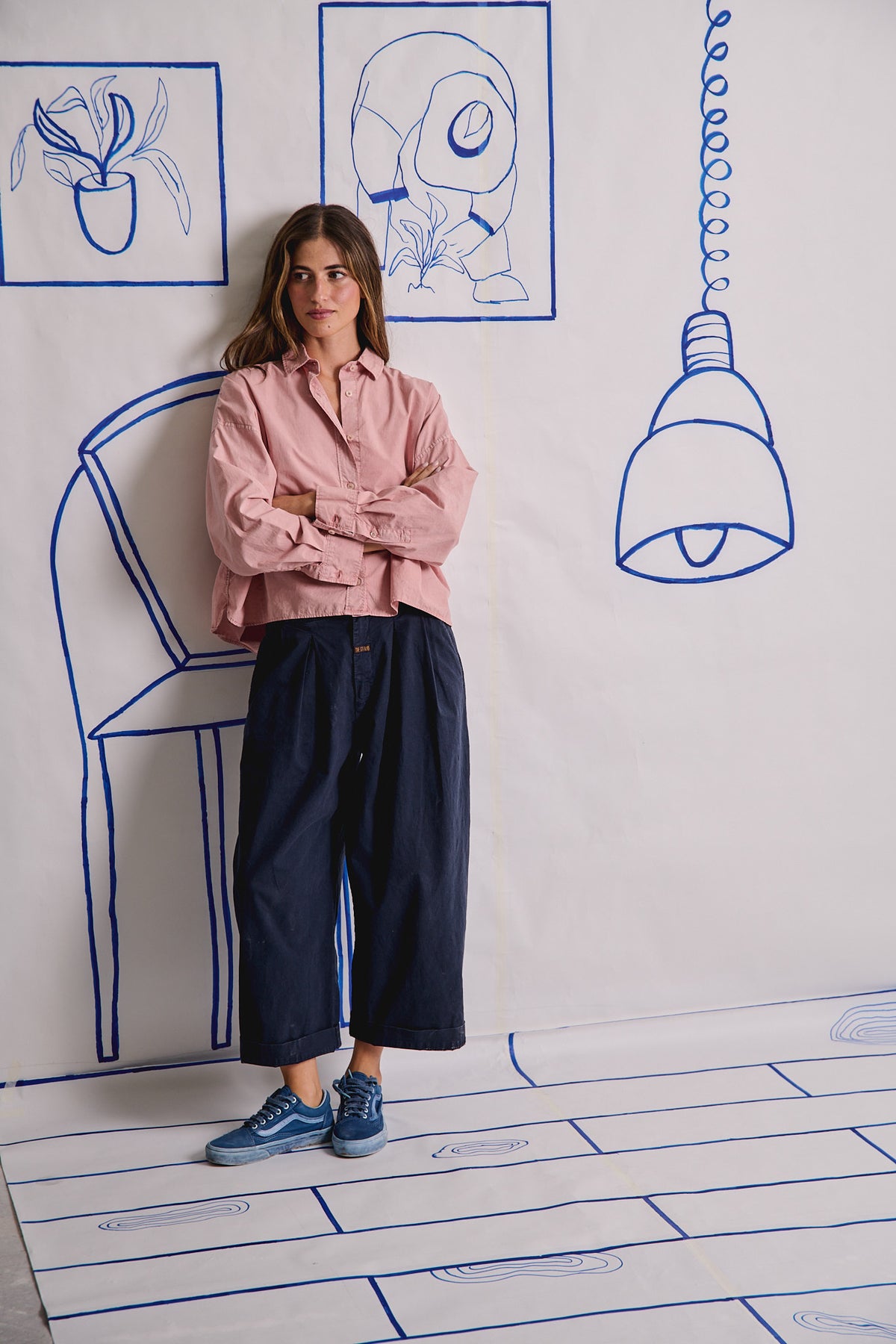 Aline Deep Sea - Pantalón tipo Barrel