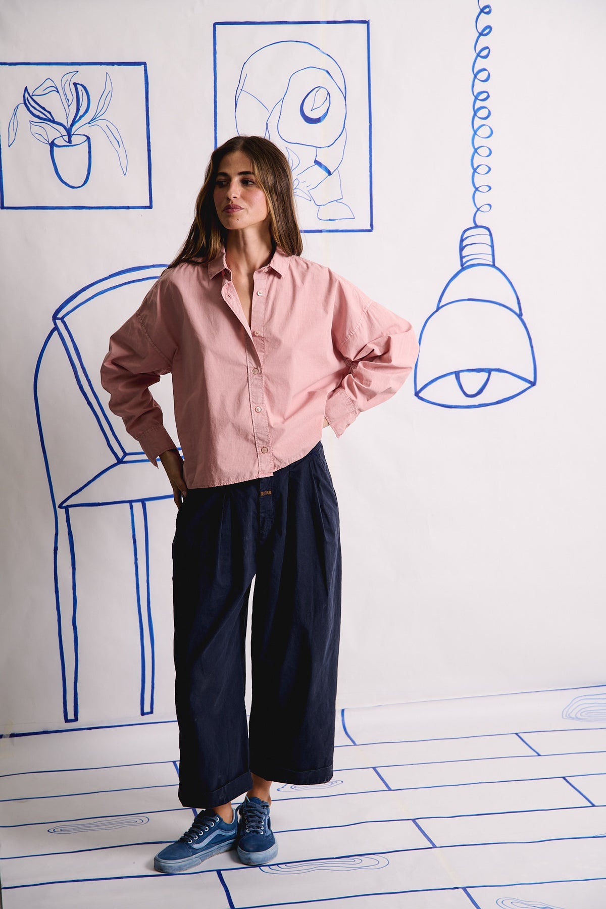 Aline Deep Sea - Pantalón tipo Barrel