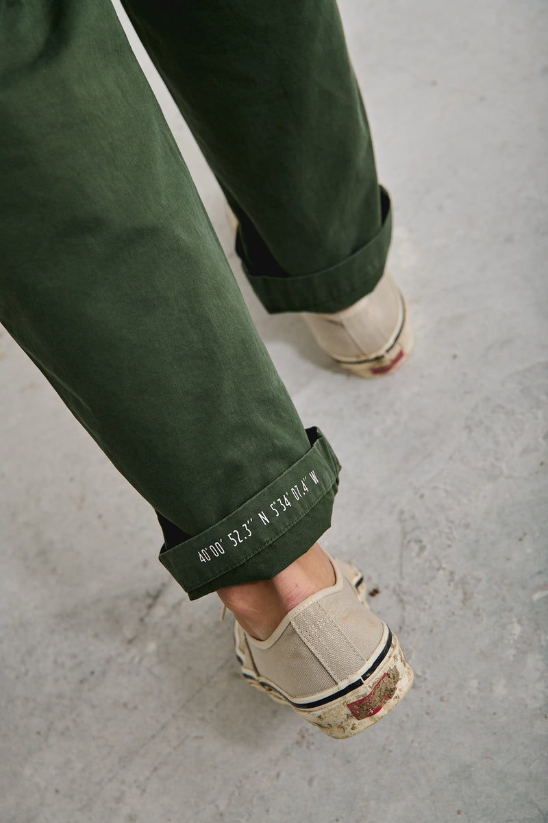 Clemen Dark Olive - Pantalón Chino Con Pinzas Straight Cut