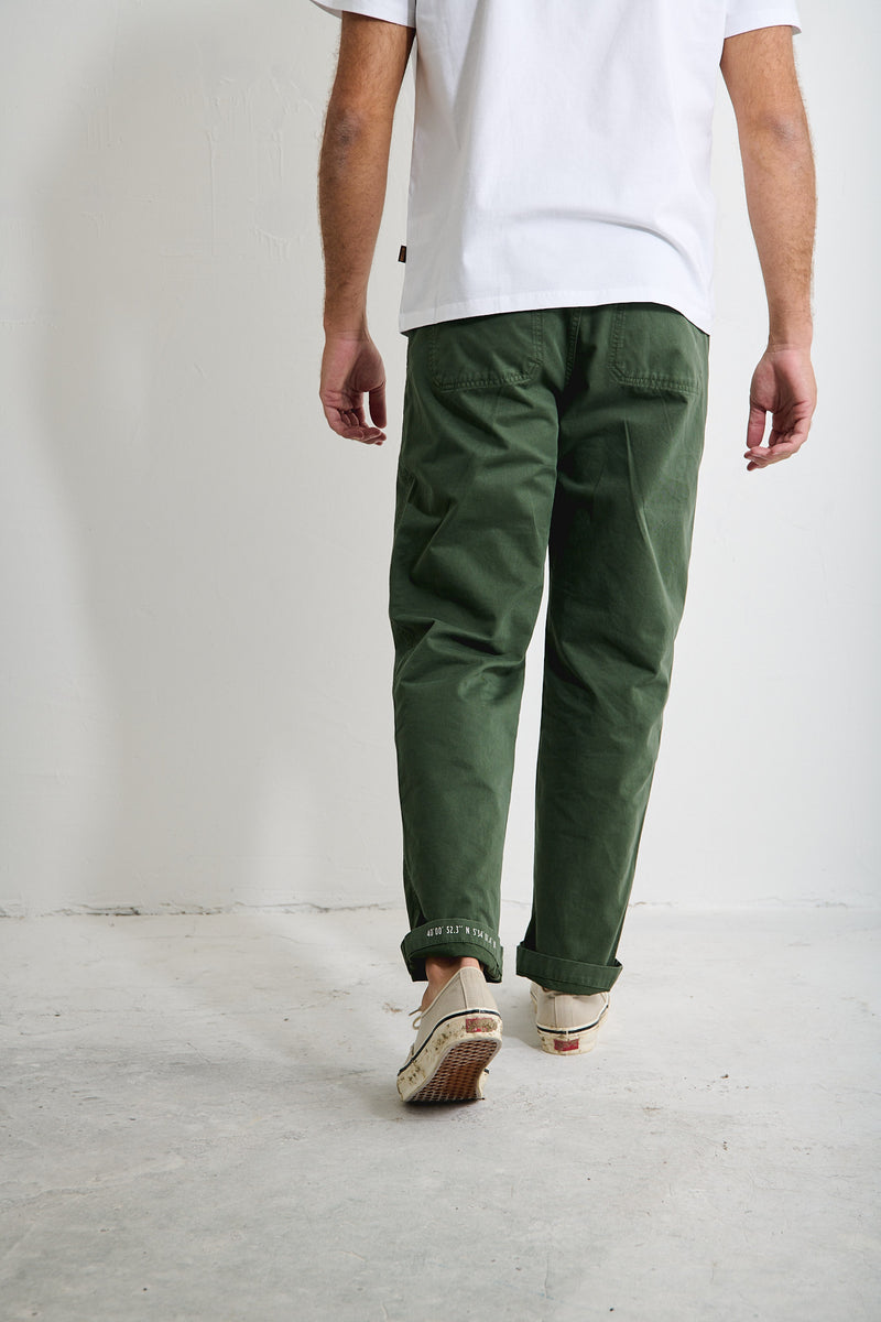 Clemen Dark Olive - Pantalón Chino Con Pinzas Straight Cut
