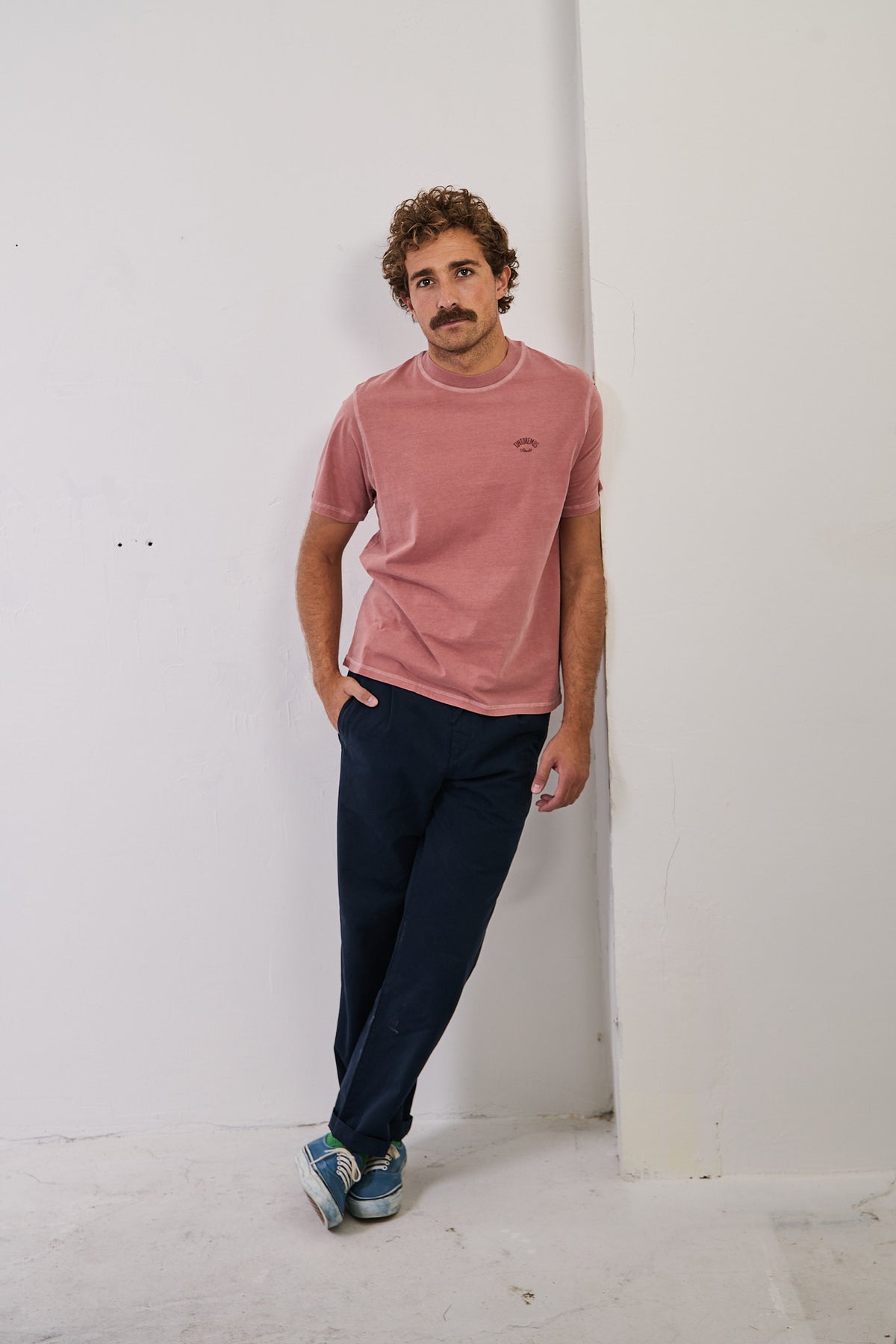 Clemen Marine - Pantalón Chino Con Pinzas Straight Cut