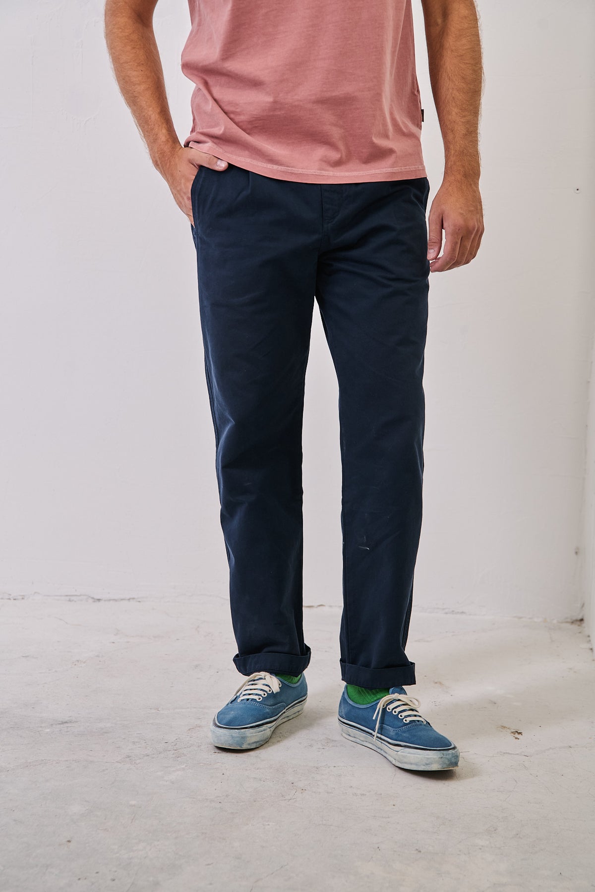 Clemen Marine - Pantalón Chino Con Pinzas Straight Cut