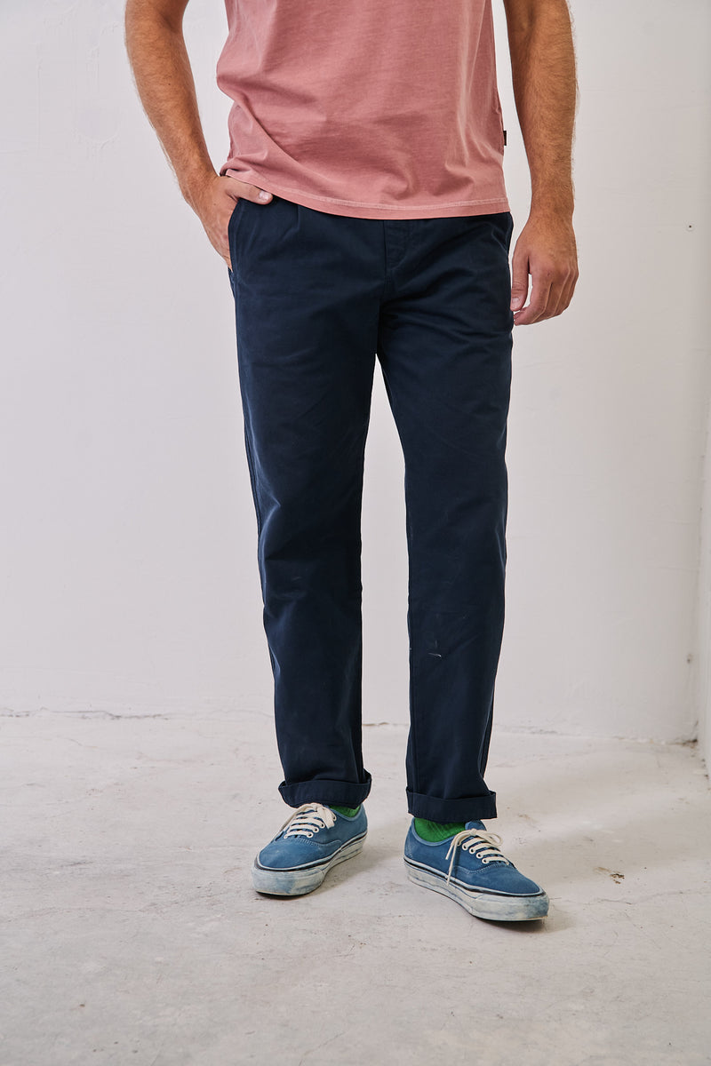 Clemen Marine - Pantalón Chino Con Pinzas Straight Cut