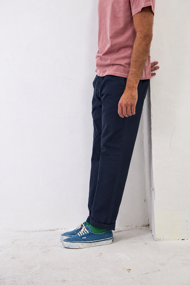 Clemen Marine - Pantalón Chino Con Pinzas Straight Cut