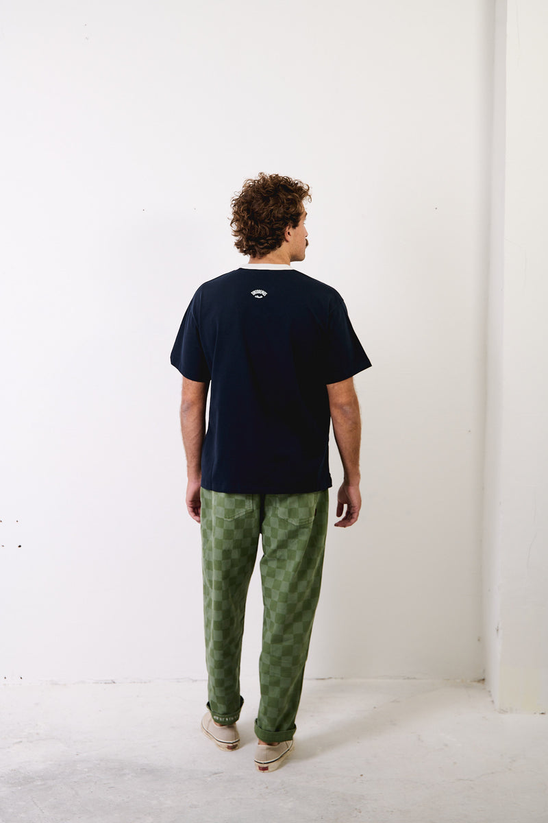 Cosme® Checks Green - Pantalón a Cuadros Capri Tipo Chino Relaxed-Tapered Cut
