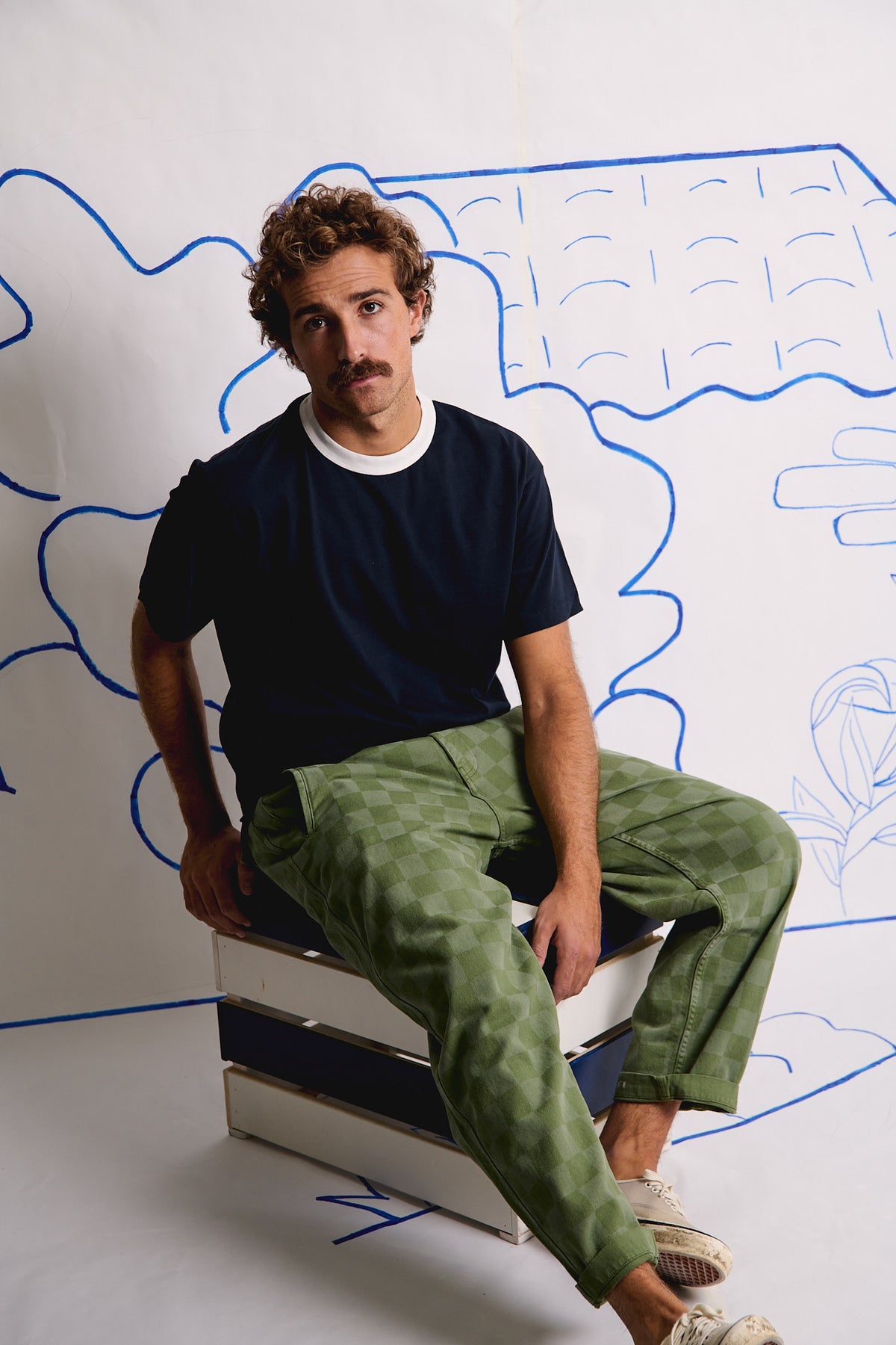 Cosme® Checks Green - Pantalón a Cuadros Capri Tipo Chino Relaxed-Tapered Cut