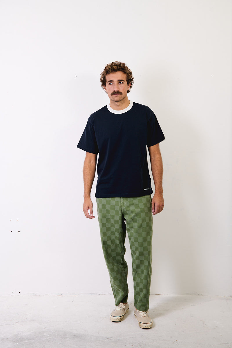 Cosme® Checks Green - Pantalón a Cuadros Capri Tipo Chino Relaxed-Tapered Cut