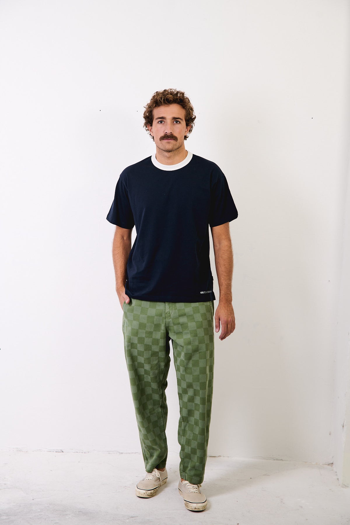 Cosme® Checks Green - Pantalón a Cuadros Capri Tipo Chino Relaxed-Tapered Cut