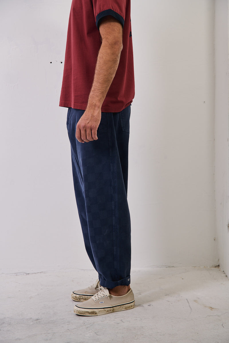 Cosme® Checks Navy - Pantalón a Cuadros Capri Tipo Chino Relaxed-Tapered Cut
