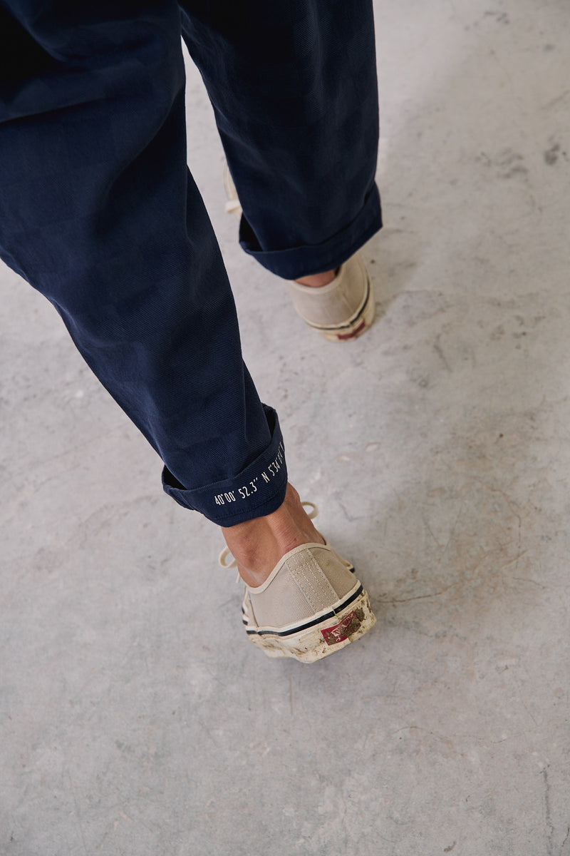 Cosme® Checks Navy - Pantalón a Cuadros Capri Tipo Chino Relaxed-Tapered Cut
