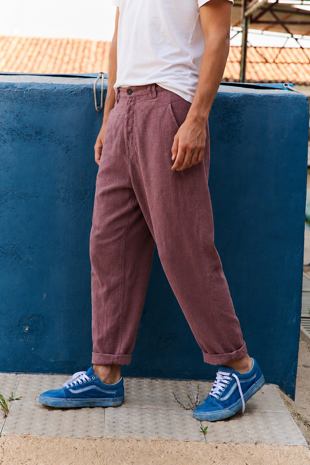 Cosme® Rosewood - Pantalón Lino Capri Tipo Chino Relaxed-Tapered Cut