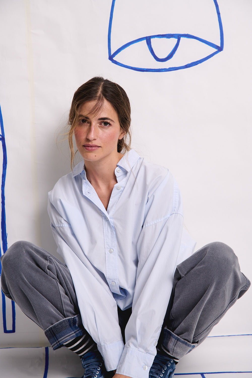 Grace Sky - Camisa boxy fit