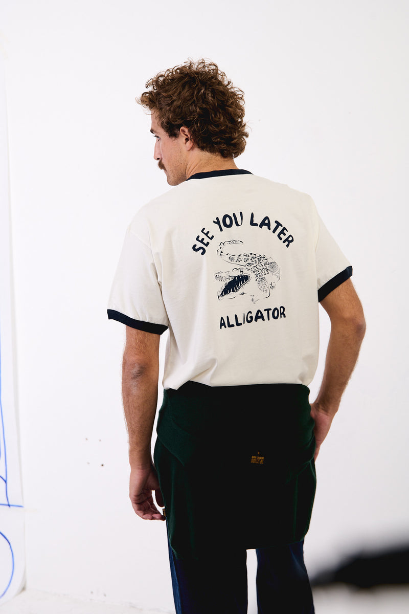 Henry Alligator Factory White - Camiseta Contraste Regular Fit