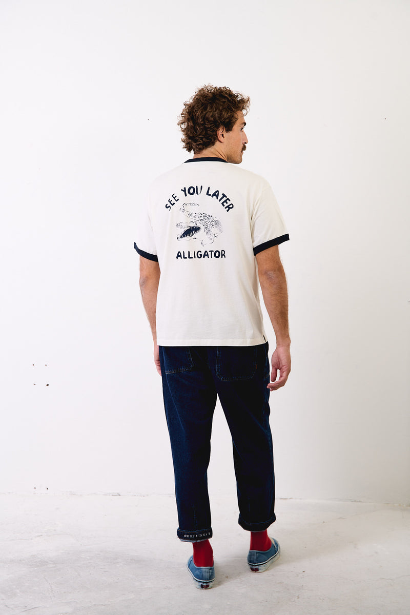 Henry Alligator Factory White - Camiseta Contraste Regular Fit