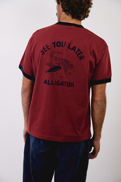Henry Alligator Lotus Red - Camiseta Contraste Regular Fit