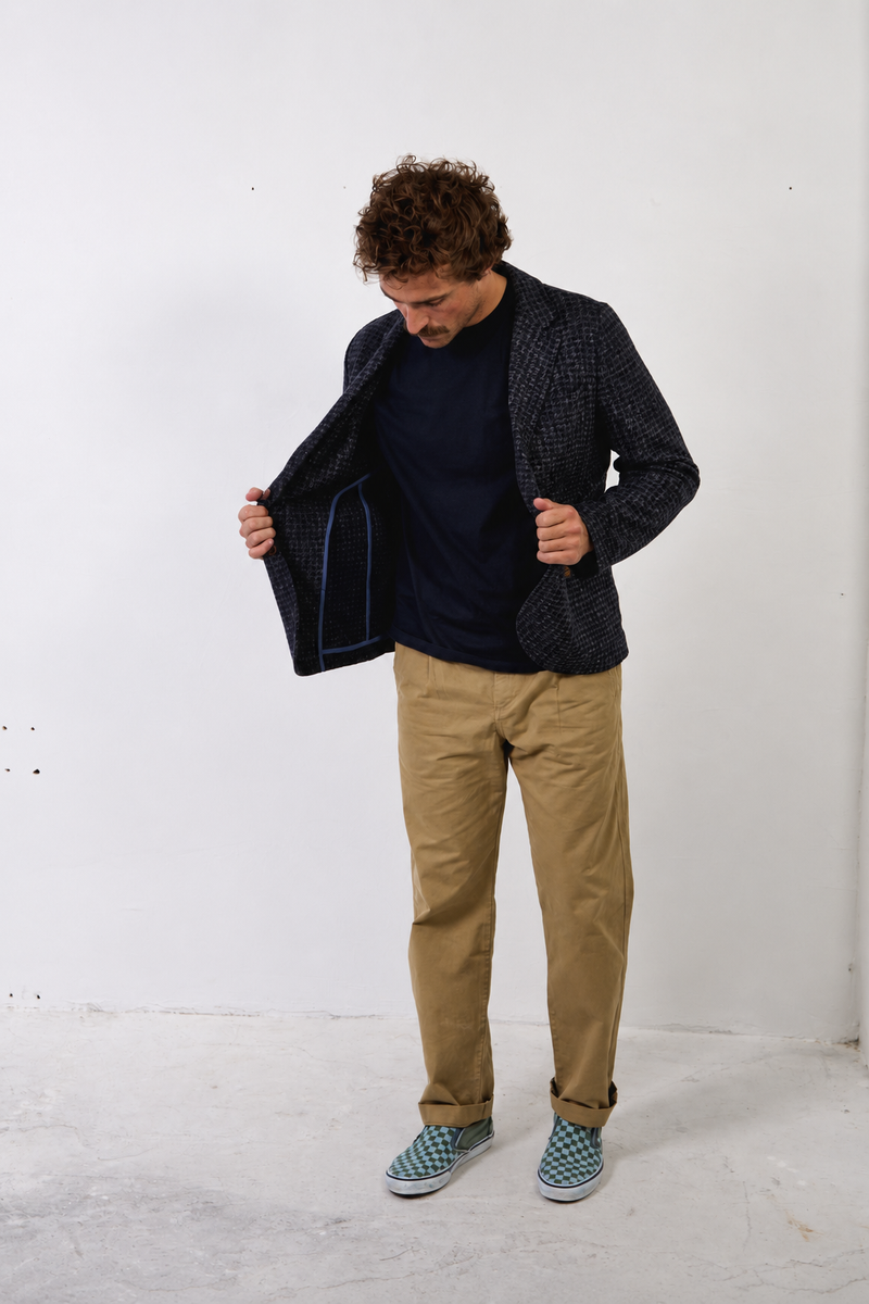 Humphrey Checks Blue - Americana Desestructurada Corte Regular