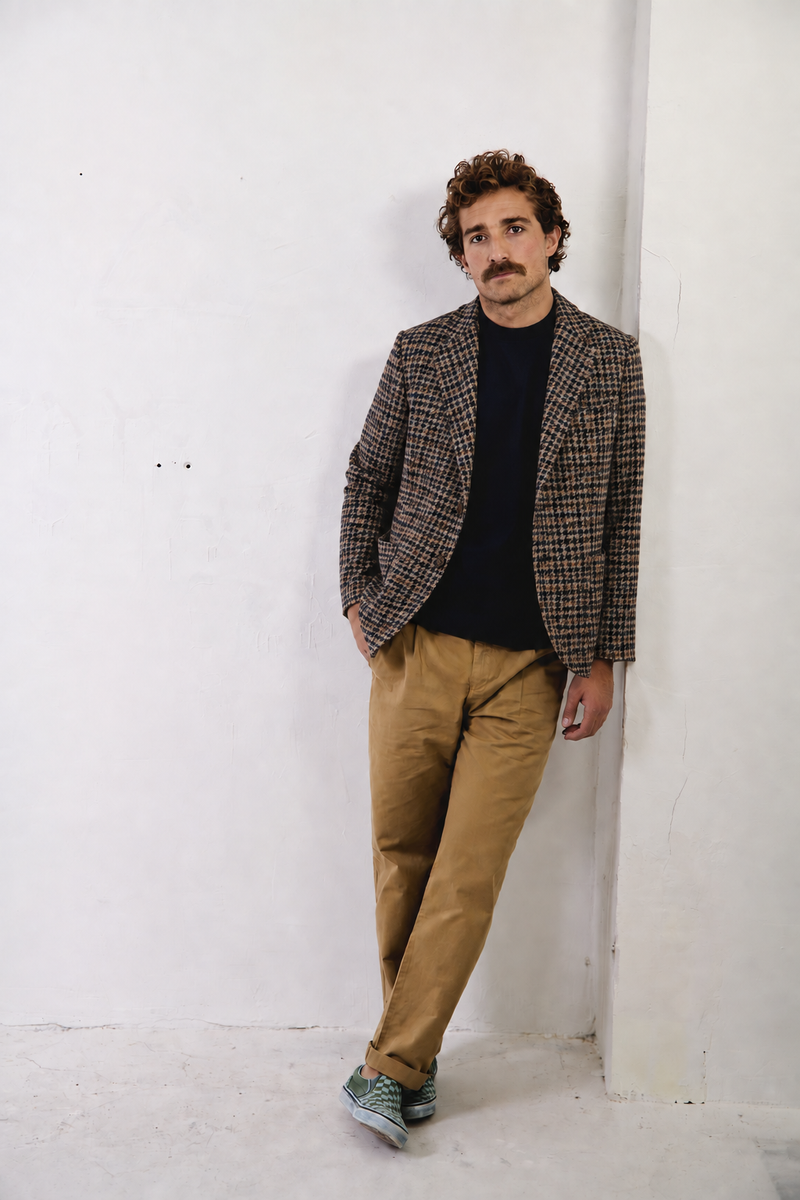 Humphrey Checks Beige - Americana Desestructurada Corte Regular
