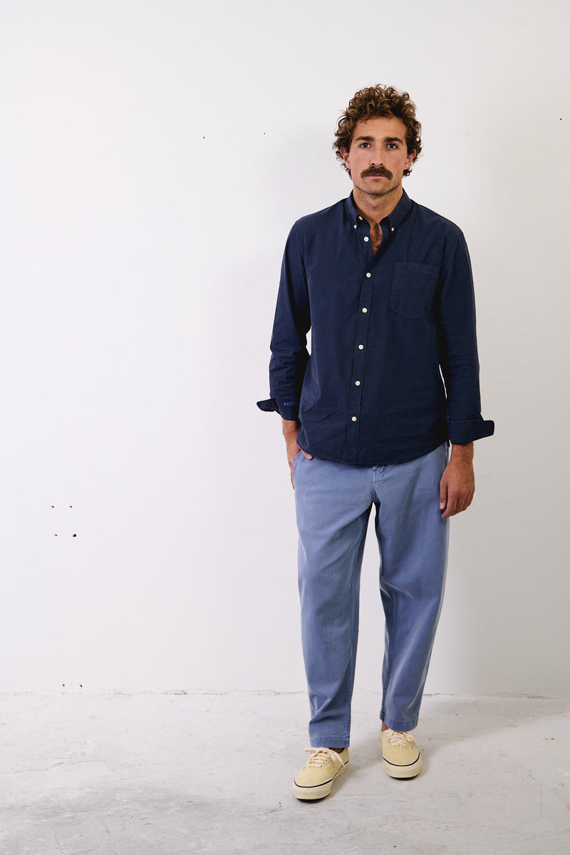 Cosme® Washed Navy  - Pantalón Capri Tipo Chino Relaxed-Tapered Cut