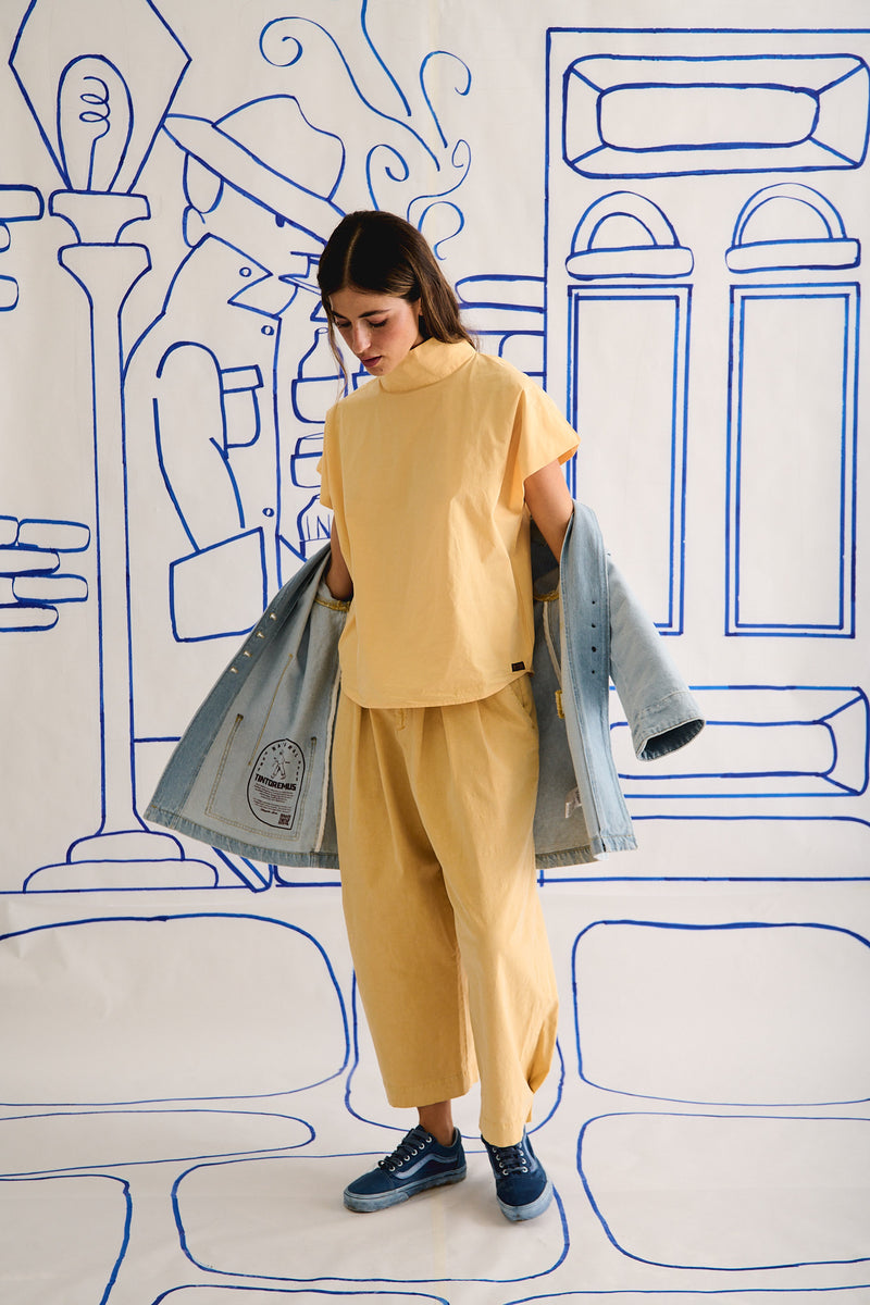 Aline Pastel Lemon - Pantalón tipo Barrel