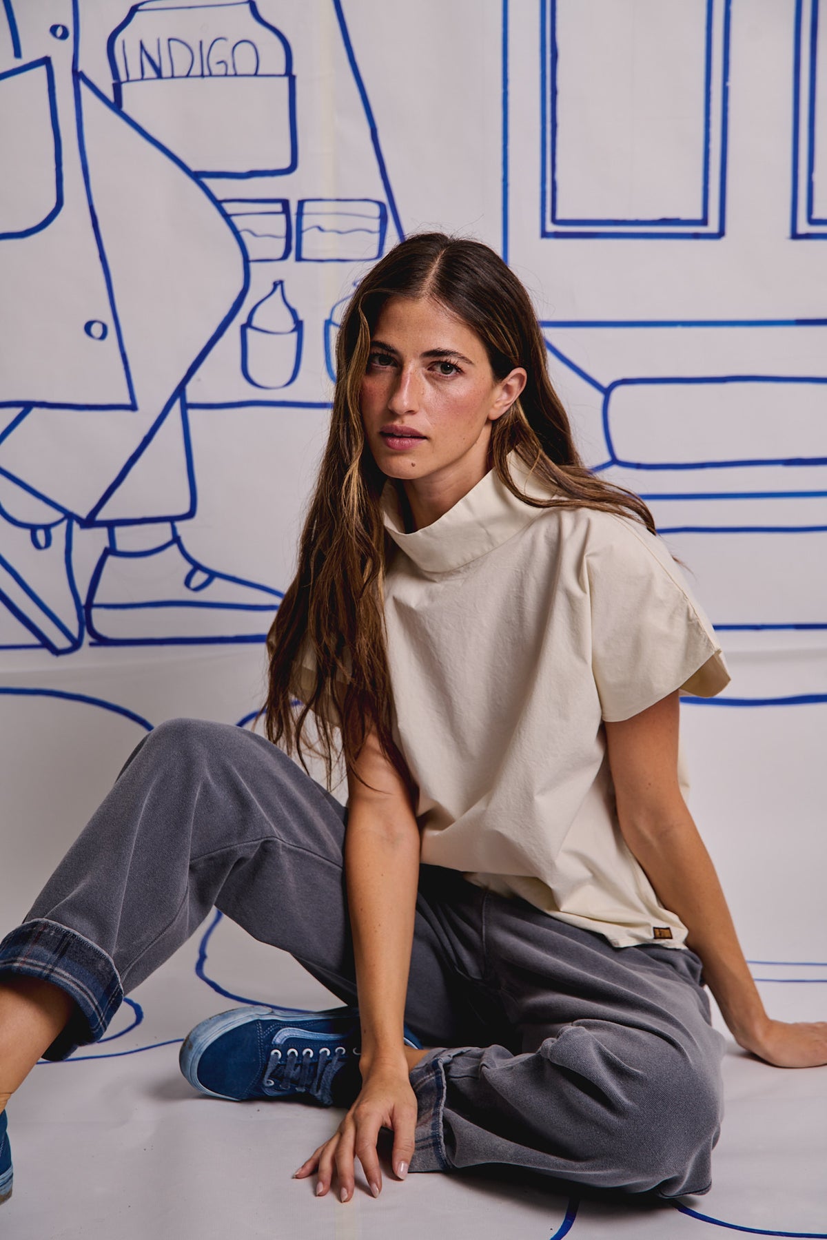 Streep Halo Blue - Pantalón High Waist