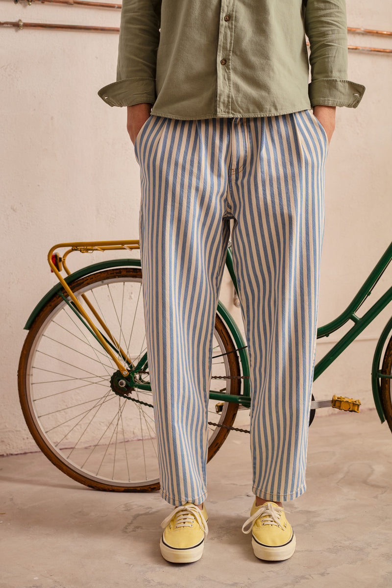 Dylan Stripes - Relaxed-Tapered Cut Chino Trousers