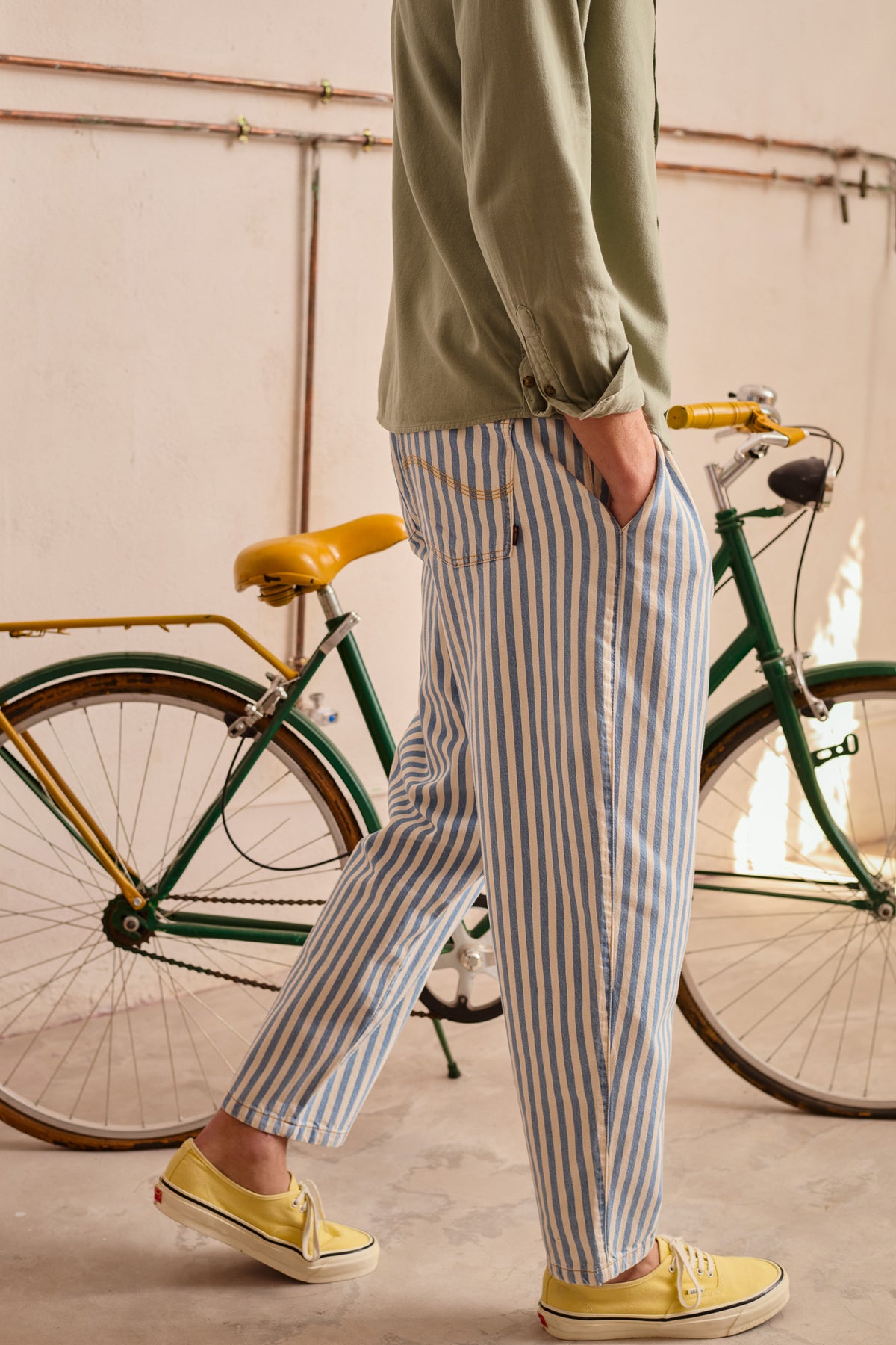 Dylan Stripes - Relaxed-Tapered Cut Chino Trousers
