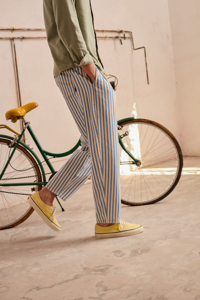 Dylan Stripes - Relaxed-Tapered Cut Chino Trousers