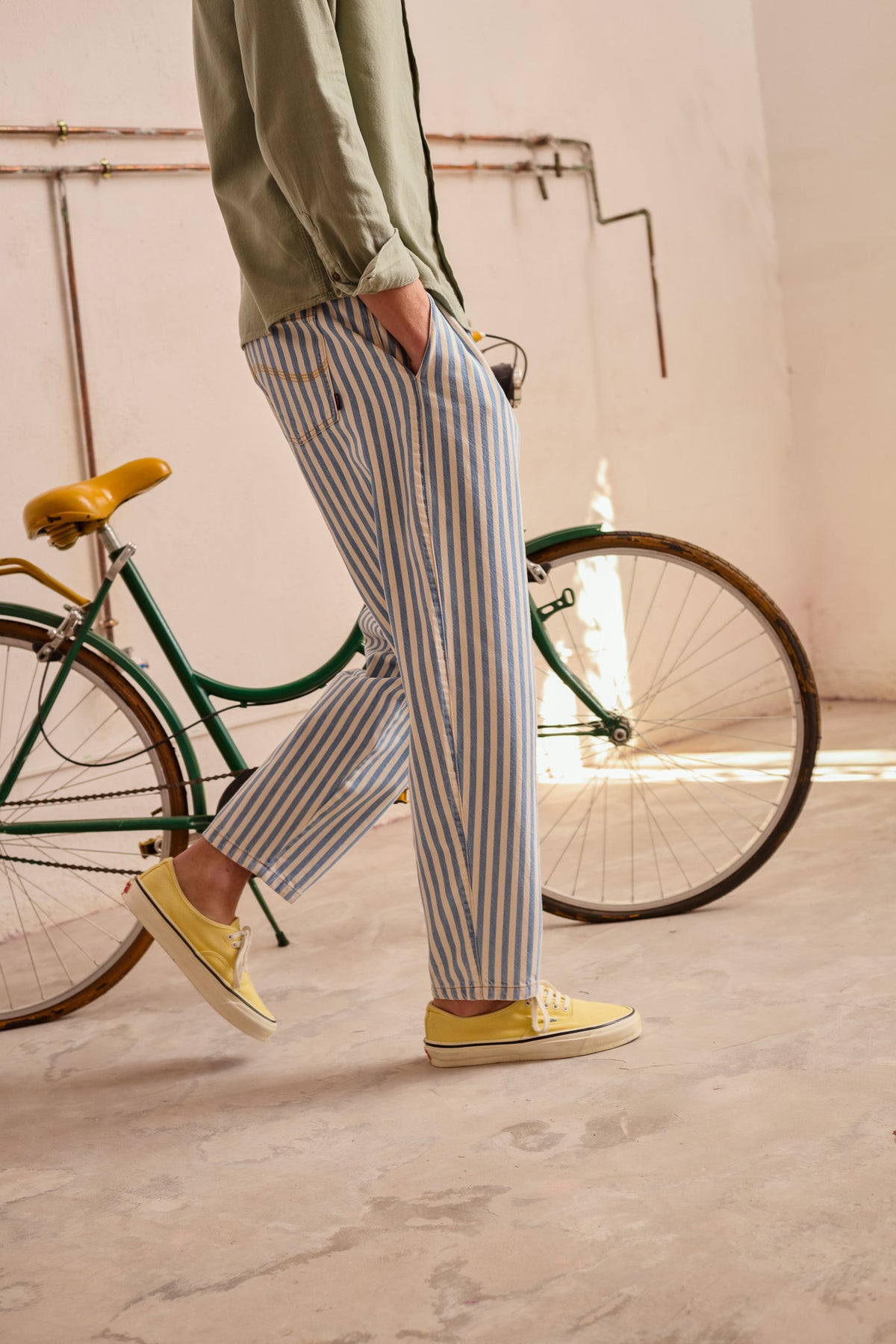 Dylan Stripes - Relaxed-Tapered Cut Chino Trousers
