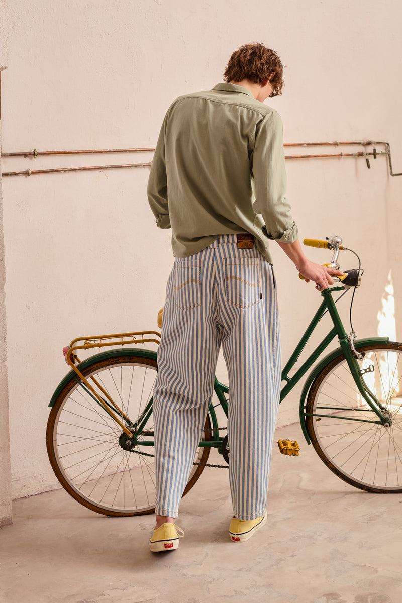 Dylan Stripes - Relaxed-Tapered Cut Chino Trousers