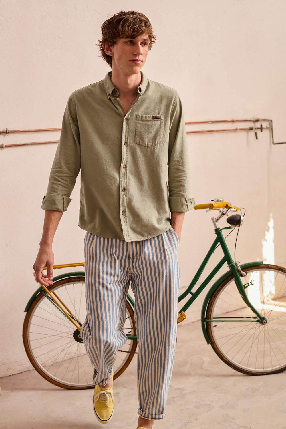 Dylan Stripes - Relaxed-Tapered Cut Chino Trousers