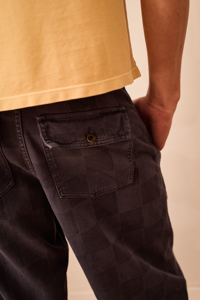 Cosme® Checks Navy - Pantalón a Cuadros Capri Tipo Chino Relaxed-Tapered Cut