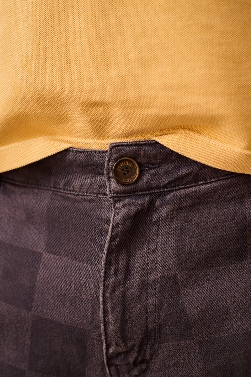Cosme® Checks Navy - Pantalón a Cuadros Capri Tipo Chino Relaxed-Tapered Cut